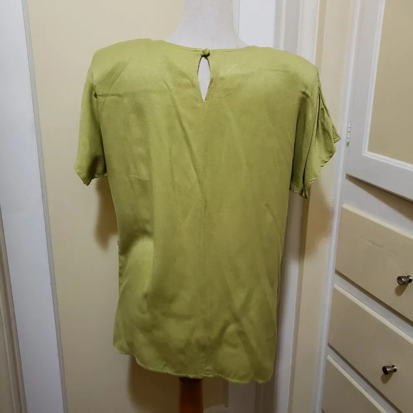 Vintage Wide Shoulder Top by BG Studio Citron w/ Suede Size Large - Picture 4 of 6